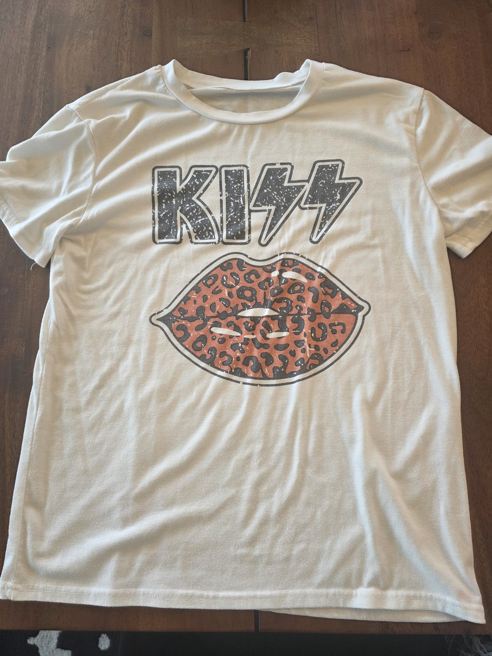 KISS Graphic Leopard Lips White Women's T-Shirt